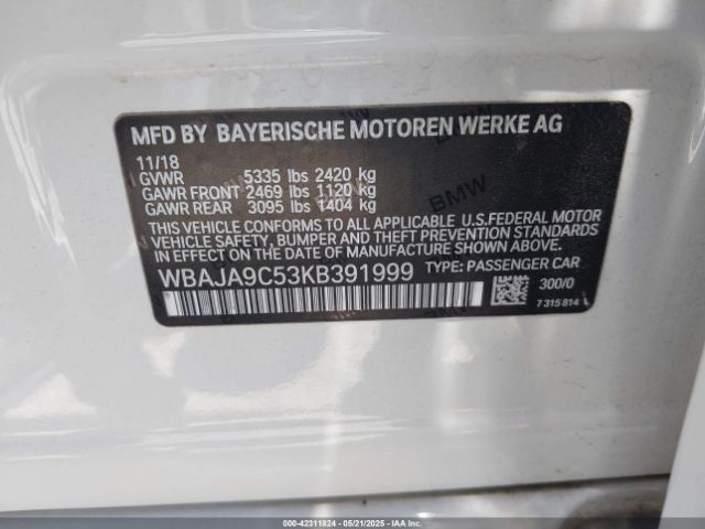 2019 BMW 530E WBAJA9C53KB391999 Photo 8