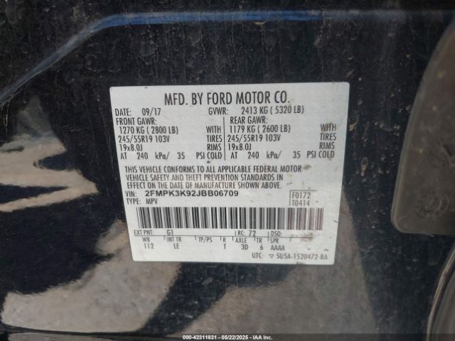 2FMPK3K92JBB06709 Ford Edge Titanium