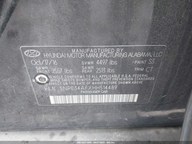 5NPE34AFXHH514489 Hyundai Sonata Sport