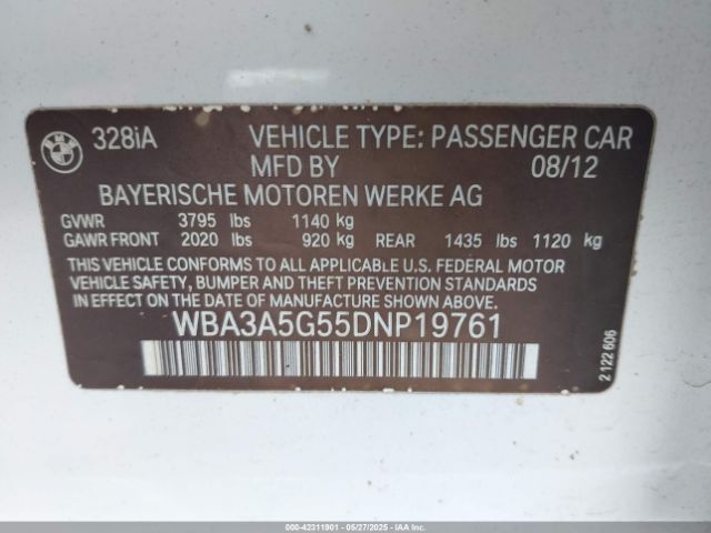 2013 BMW 328I WBA3A5G55DNP19761 Photo 8