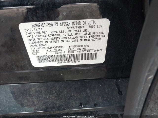 JN1BV7AR9FM395185 Infiniti Q50