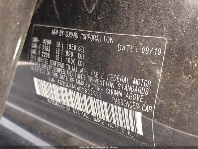 4S3GKAA64K3627822 Subaru Impreza 2.0i