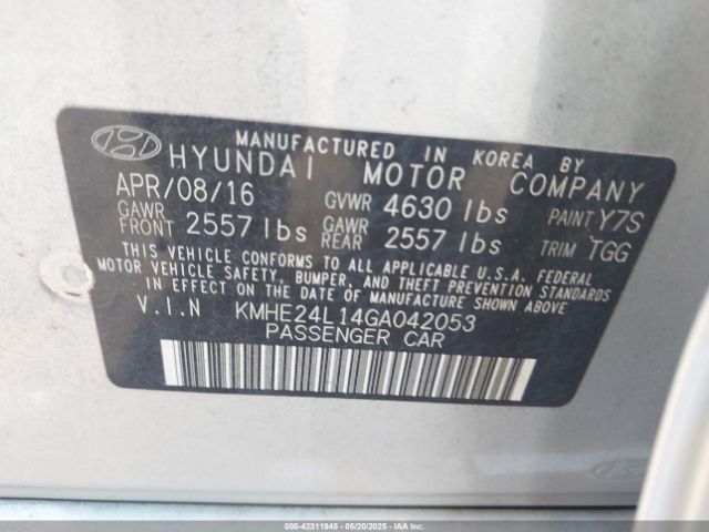 KMHE24L14GA042053 Hyundai Sonata Hybrid Se