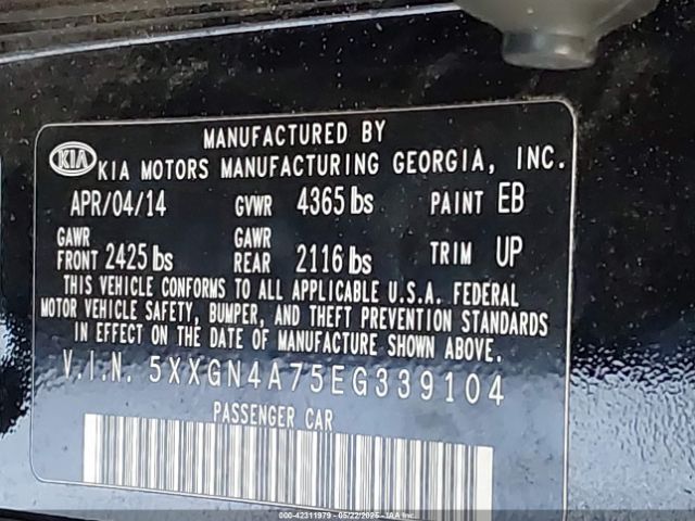 5XXGN4A75EG339104 KIA OPTIMA EX