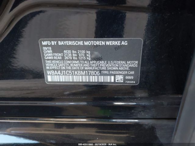 WBA4J1C51KBM17806 BMW 430i Gran Coupe