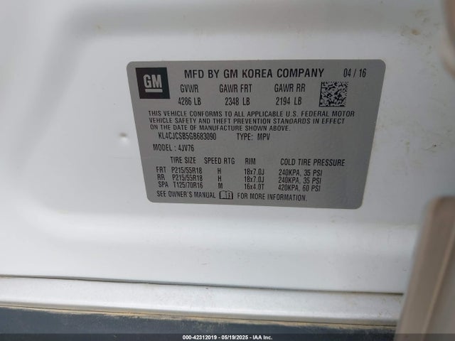 KL4CJCSB5GB683090 Buick Encore Leather