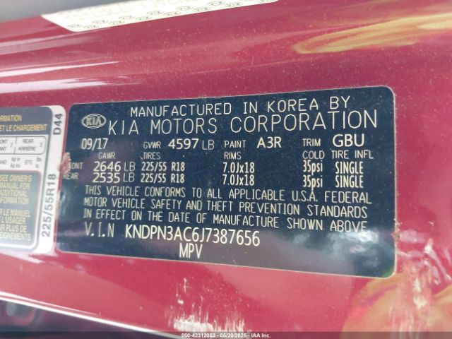 KNDPN3AC6J7387656 KIA Sportage Ex