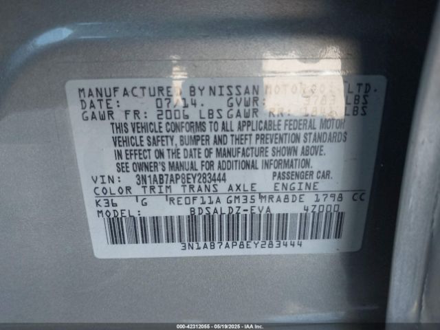 3N1AB7AP8EY283444 Nissan SENTRA SV
