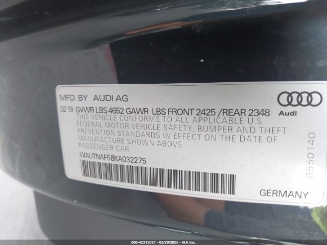 2019 AUDI A5 WAUTNAF58KA032275 Photo 8