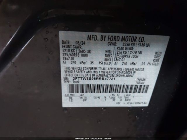 3FTTW8S98RRB47721 Ford Maverick Lariat