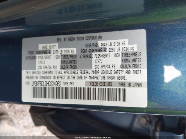JM3KFBCL9H0224962 Mazda Cx-5 Touring