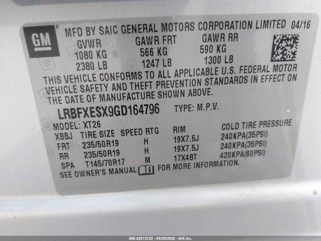 Buick Envision Premium I 2016 LRBFXESX9GD164796 Image 9