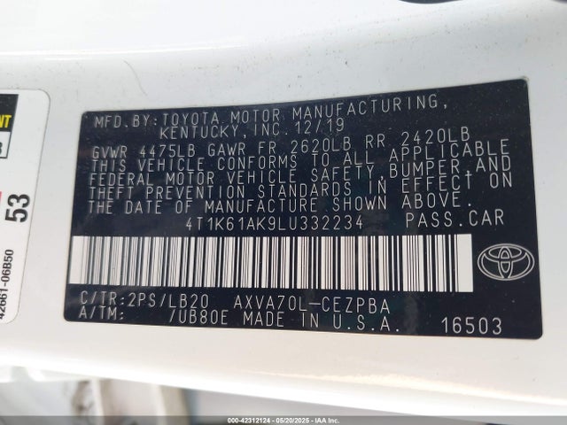 4T1K61AK9LU332234 Toyota a25a-fks