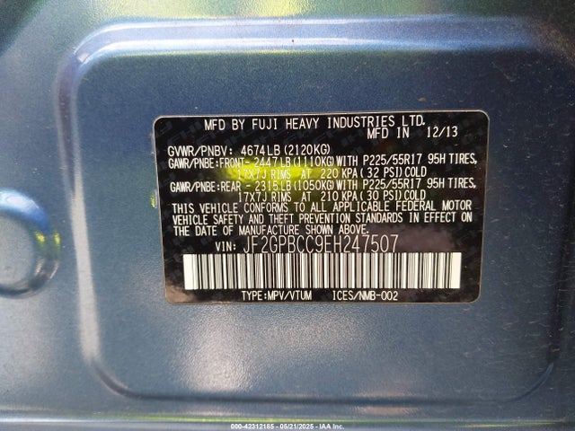 JF2GPBCC9EH247507 Subaru Xv Crosstrek Hybrid 2.0i