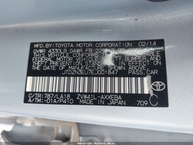 JTDZN3EU7EJ001847 Toyota Prius V Five