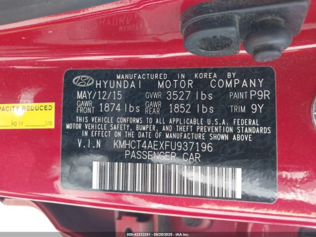KMHCT4AEXFU937196 Hyundai ACCENT GLS