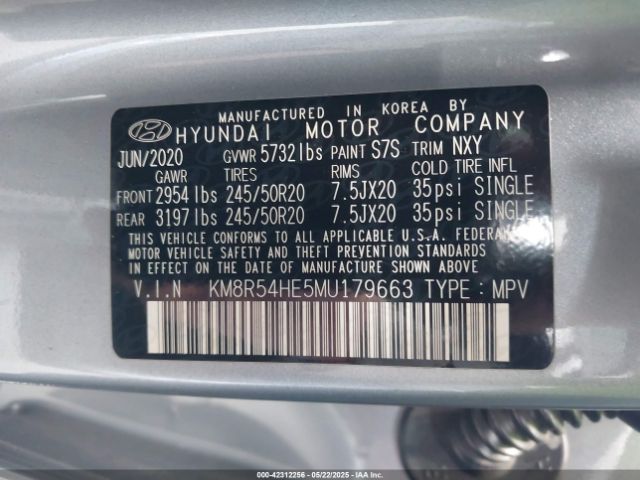 KM8R54HE5MU179663 Hyundai Palisade Limited
