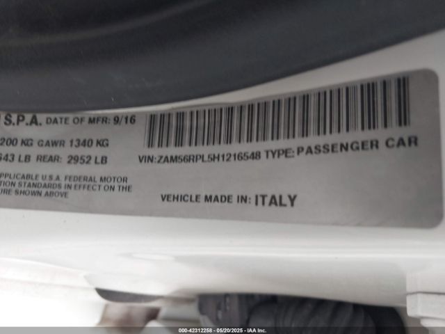 2017 MASERATI QUATTROPORTE ZAM56RPL5H1216548 Photo 8