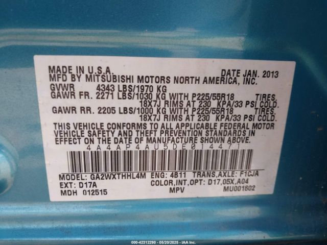 2013 MITSUBISHI OUTLANDER SPORT 4A4AP4AU5DE014471 Photo 8