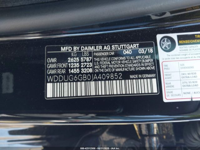WDDUG6GB0JA409852 Mercedes-Benz S 450 4matic