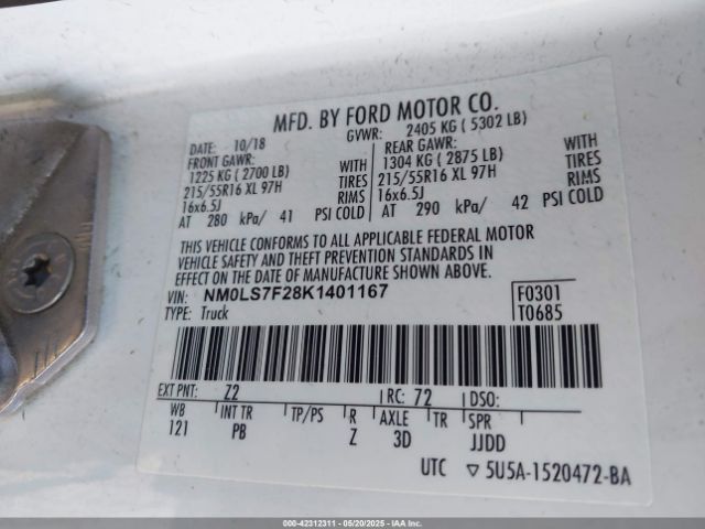 NM0LS7F28K1401167 Ford 2019