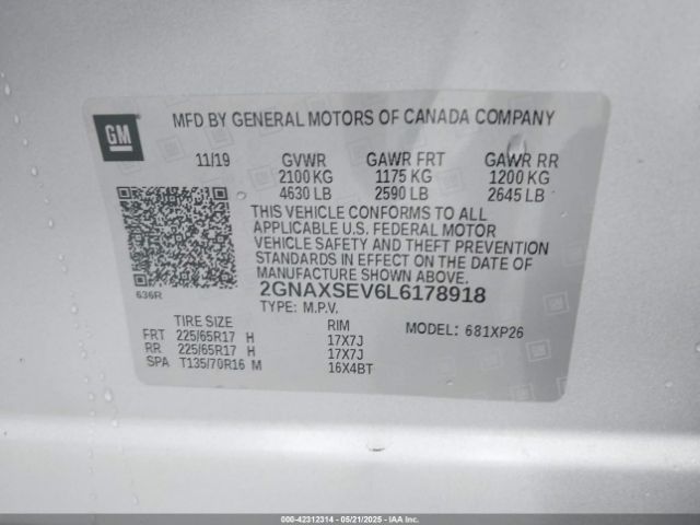 2GNAXSEV6L6178918 Chevrolet Equinox Awd Ls
