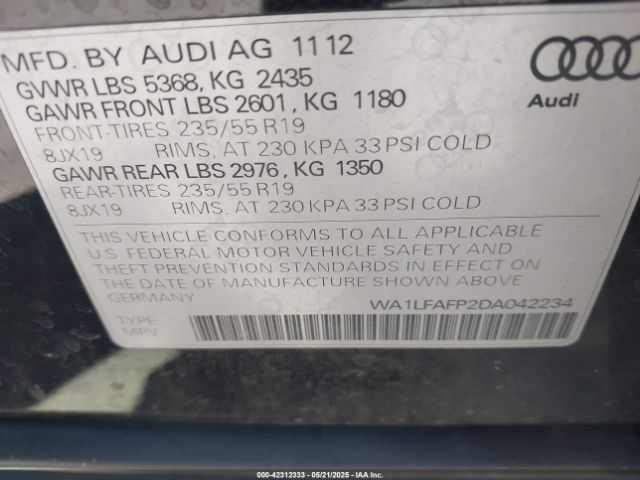 2013 AUDI Q5 WA1LFAFP2DA042234 Photo 8