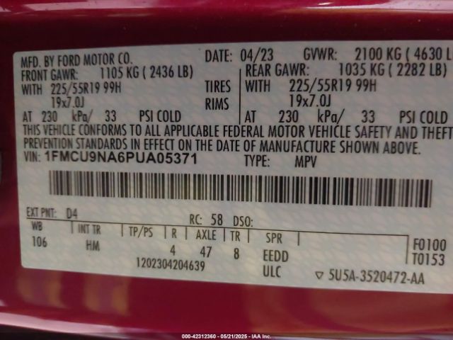 2023 FORD ESCAPE 1FMCU9NA6PUA05371 Photo 8