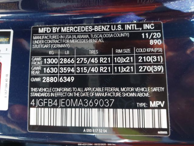 2021 MERCEDES-BENZ GLE 350 4JGFB4JE0MA369037 Photo 8