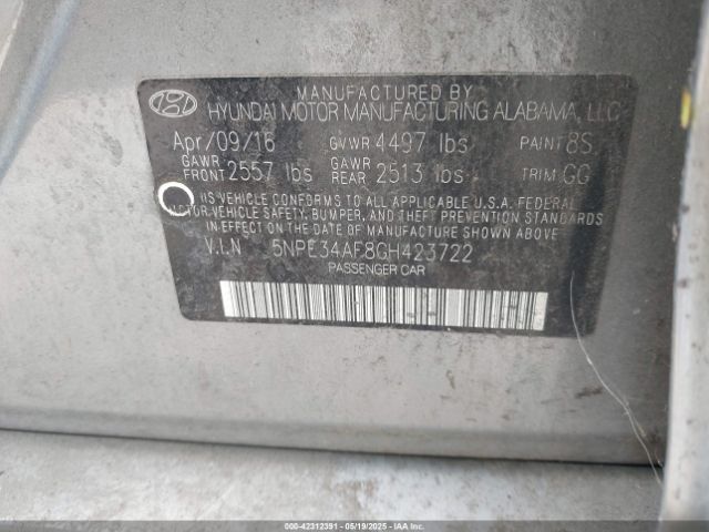 5NPE34AF8GH423722 Hyundai Sonata Limited