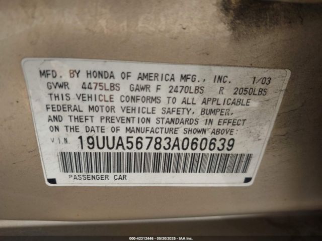 2003 ACURA TL 19UUA56783A060639 Photo 8