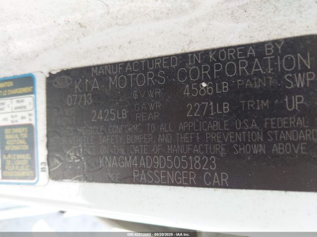 2013 KIA OPTIMA HYBRID KNAGM4AD9D5051823 Photo 8