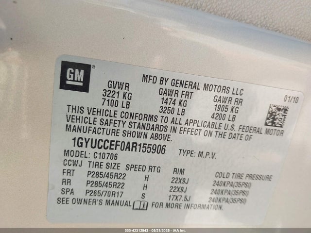 2010 CADILLAC ESCALADE 1GYUCCEF0AR155906 Photo 8