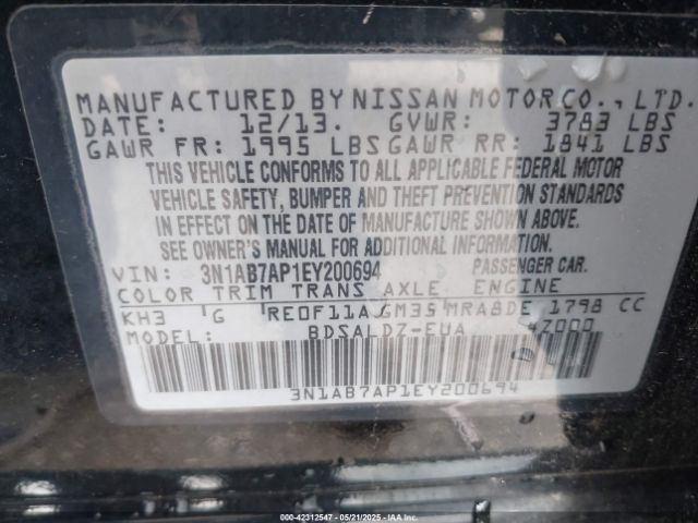 3N1AB7AP1EY200694 Nissan SENTRA SV