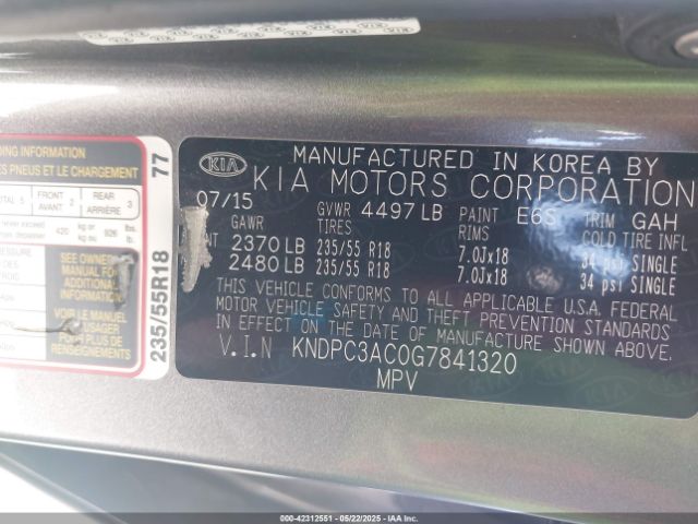 KNDPC3AC0G7841320 KIA Sportage Ex