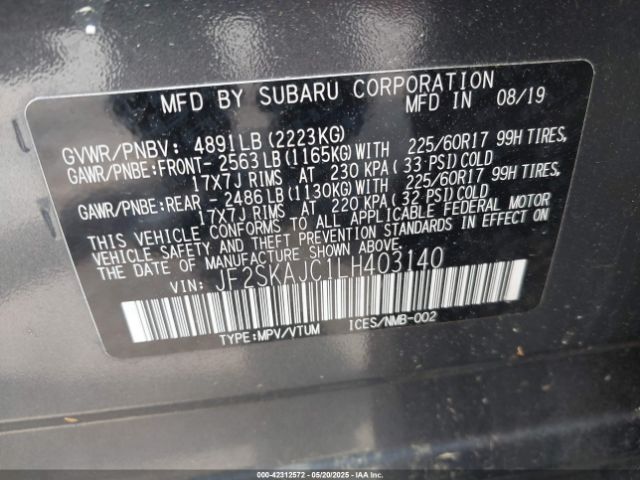 JF2SKAJC1LH403140 Subaru Forester Premium