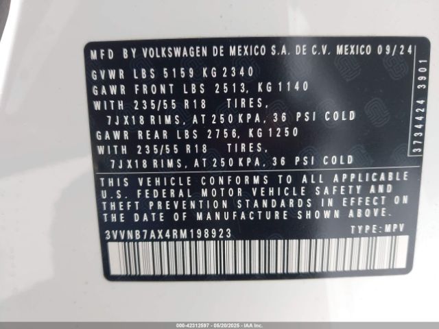 2024 VOLKSWAGEN TIGUAN 3VVNB7AX4RM198923 Photo 8