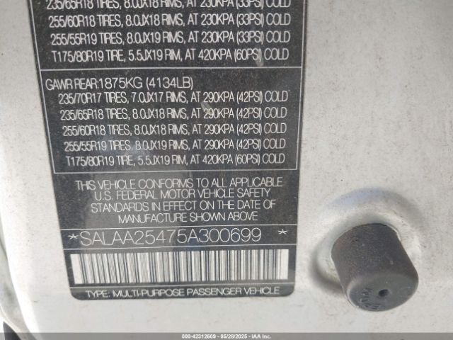 2005 LAND ROVER LR3 SALAA25475A300699 Photo 8
