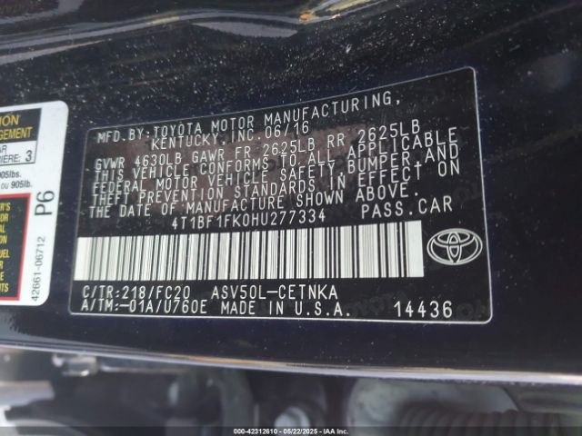 4T1BF1FK0HU277334 Toyota CAMRY LE
