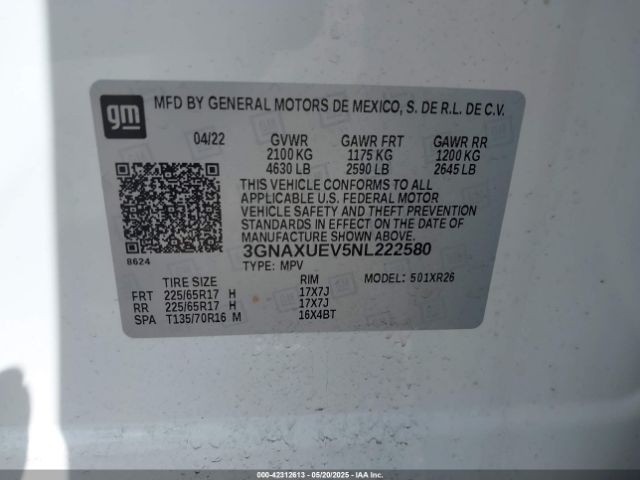 2022 CHEVROLET EQUINOX 3GNAXUEV5NL222580 Photo 8