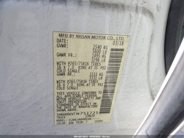1N6AD0EV7JN751725 Nissan 2018