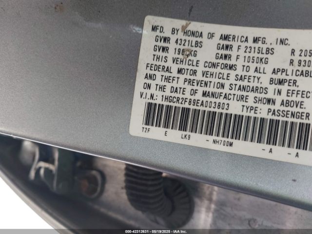 1HGCR2F89EA003803 Honda Accord Ex-l