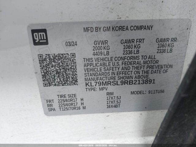 KL79MRSL9RB213891 Chevrolet Trailblazer Awd Lt
