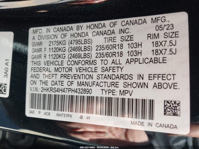 Honda l15be 2023 2HKRS4H47PH432890 Image 9