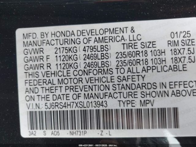 5J6RS4H7XSL013943 Honda Cr-v Ex-l Awd