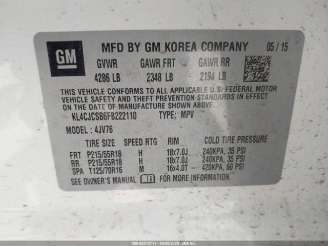 KL4CJCSB6FB222110 Buick luv
