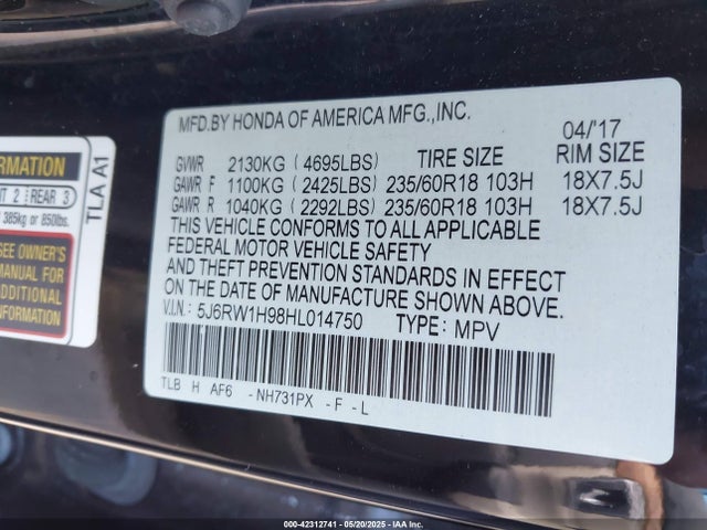 5J6RW1H98HL014750 Honda l15be