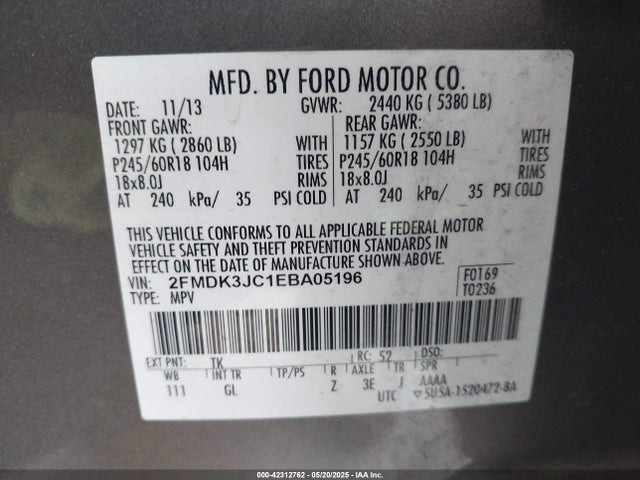 Ford EDGE SEL 2014 2FMDK3JC1EBA05196 Image 9