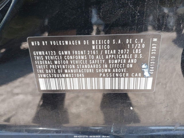 3VWC57BU5MM021045 Volkswagen tsi