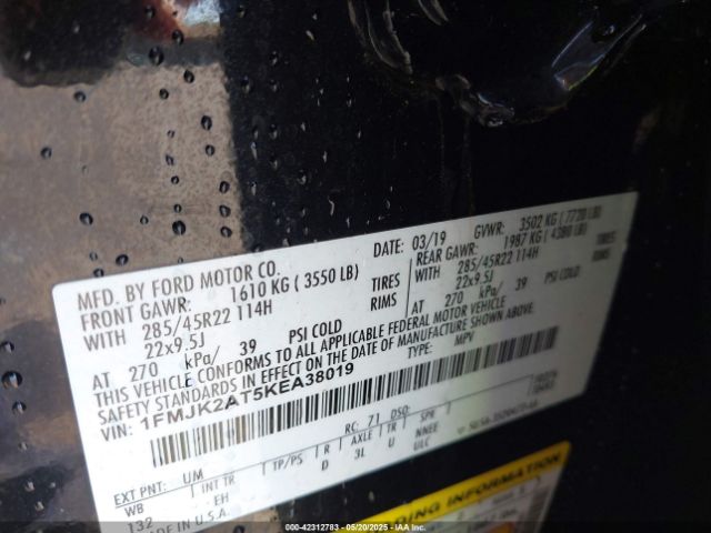 1FMJK2AT5KEA38019 Ford Expedition Max Limited